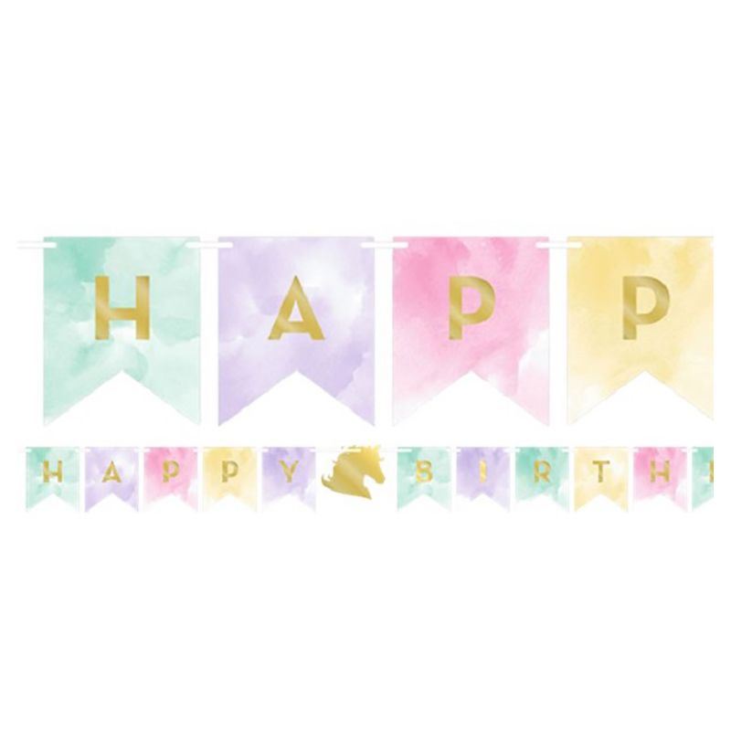 Party Delights - Unicorn Sparkle 'Happy Birthday' Paper Banner