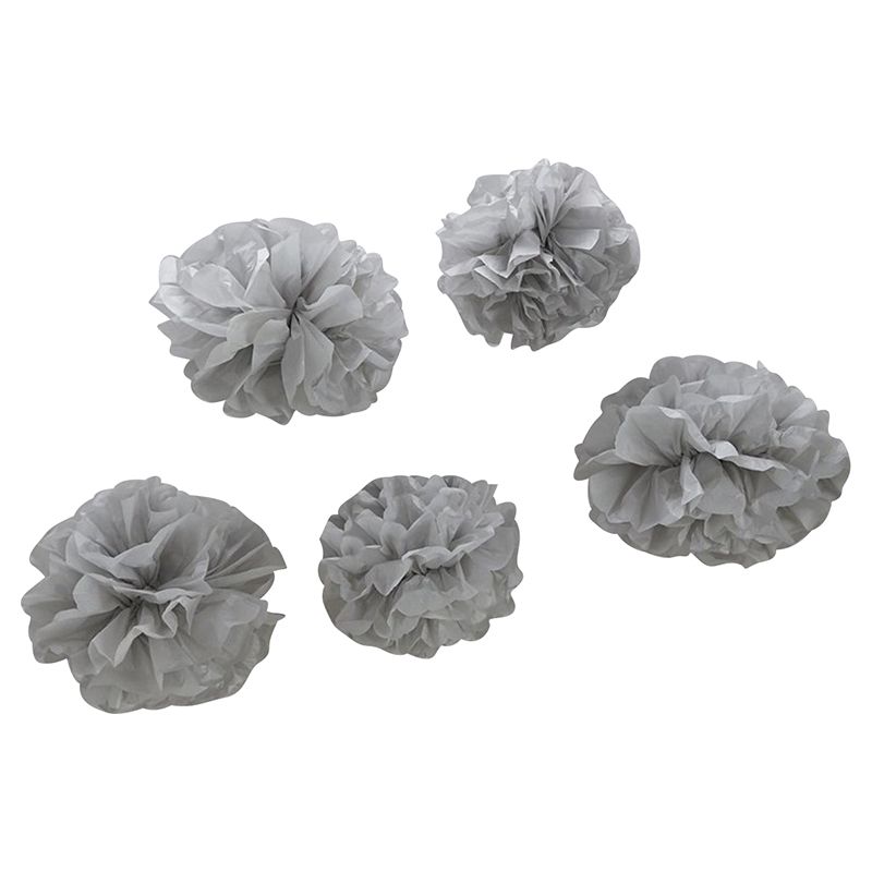 Ginger Ray - Vintage Lace Pom Poms Metallic Grey