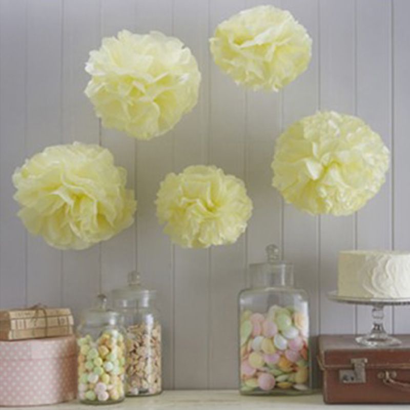 Ginger Ray - Vintage Lace Pom Poms Yellow