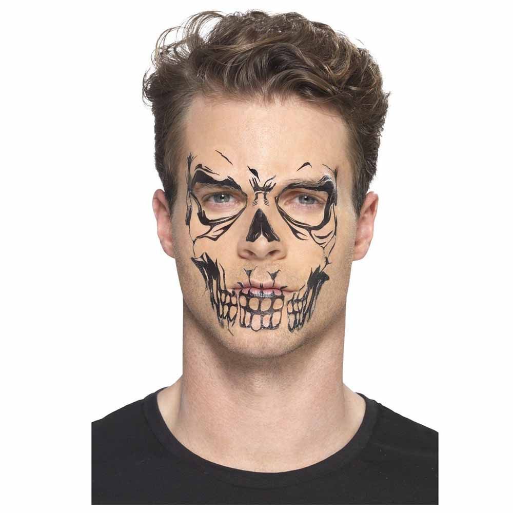 Smiffys - Skull Face Tattoo Transfer Kit - Black