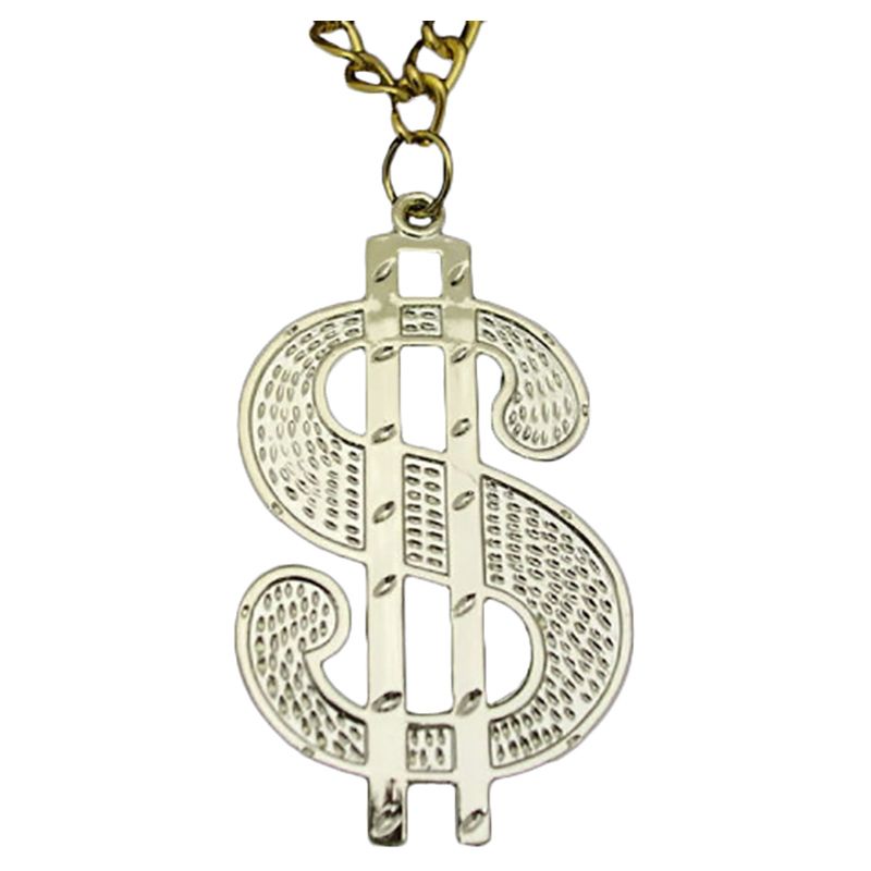 Smiffys - Dollar Sign Gold Large Medallion Chain