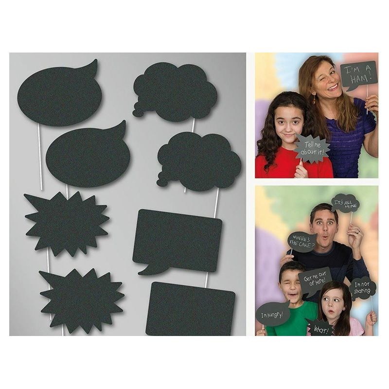 Unique - Chalkboard Photo Booth Props 8pc W/ 1 Chalk