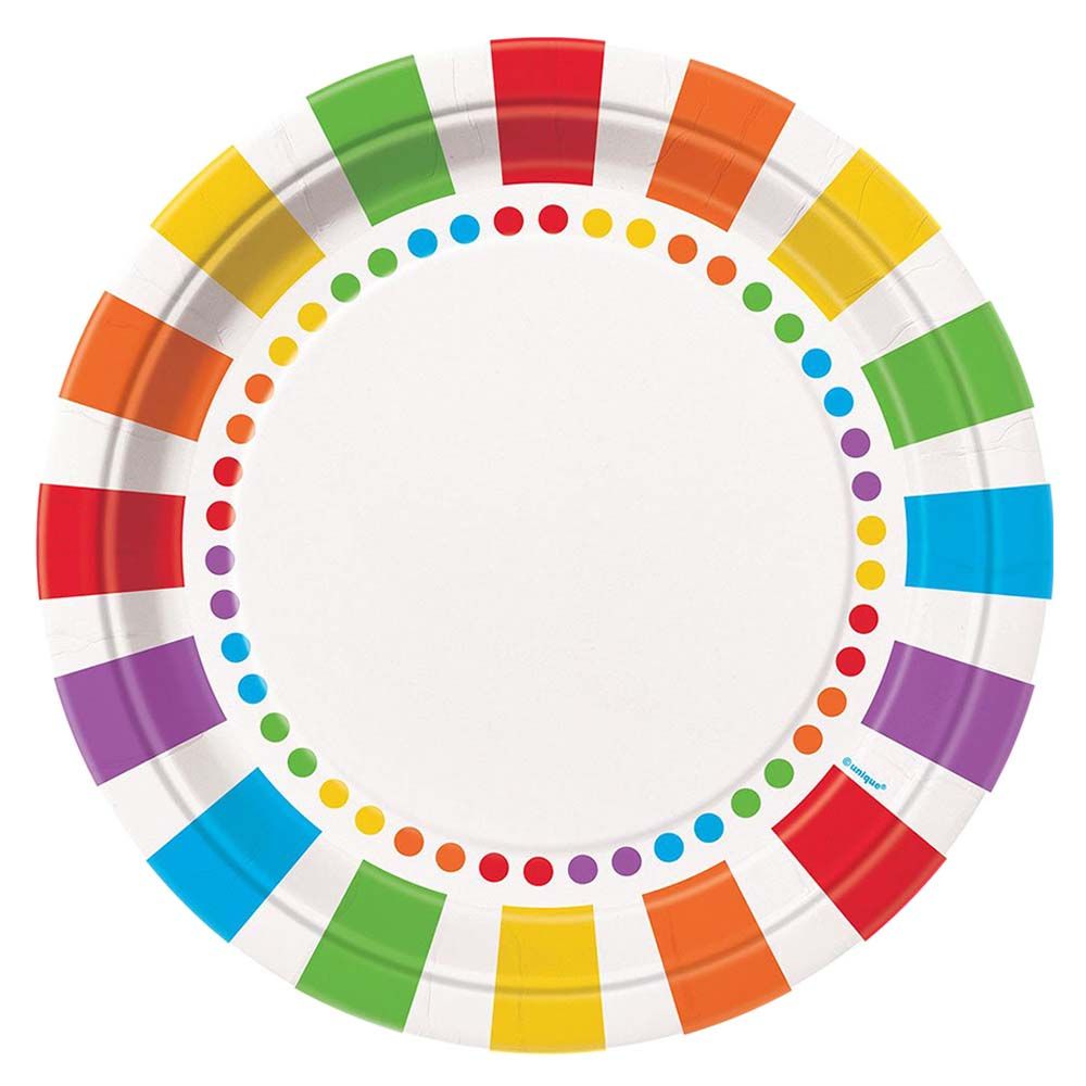 Party Zone - Rainbow Birthday Plates 9" 8pcs