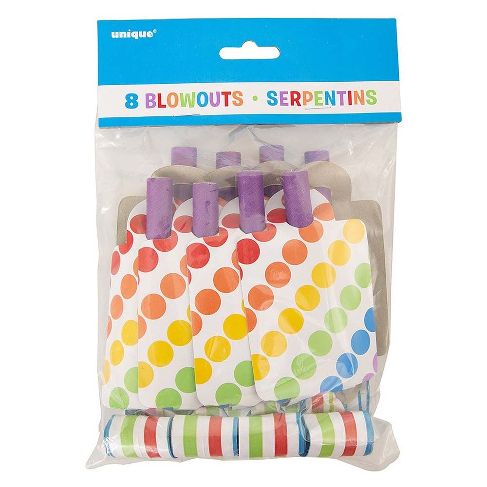 Party Zone - Rainbow Birthday Blow Outs 8pcs