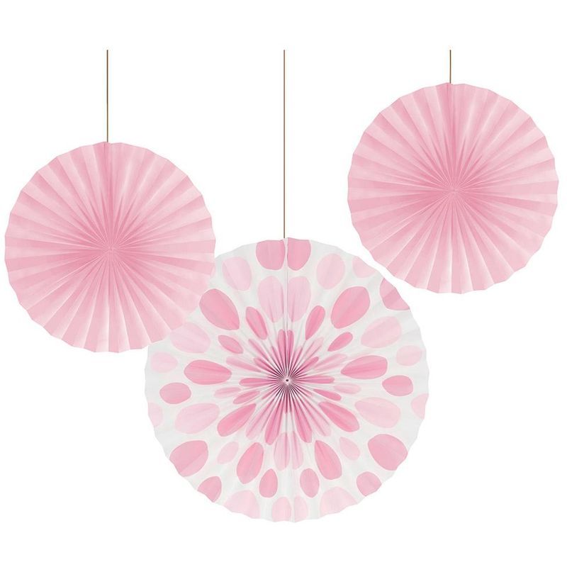 Creative Converting Solid & Polka Dot Paper Fan Classic Pink