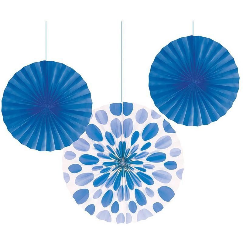 Creative Converting - Solid & Polka Dot Paper Fan True Blue