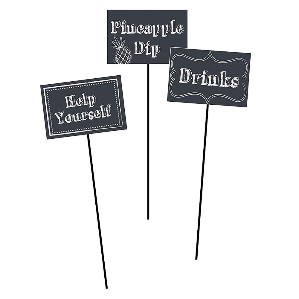 Party Zone - Chalkboard Centerpiece Sticks Set of 3 - Black