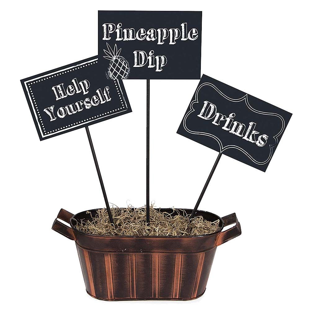 Party Zone - Chalkboard Centerpiece Sticks Set of 3 - Black