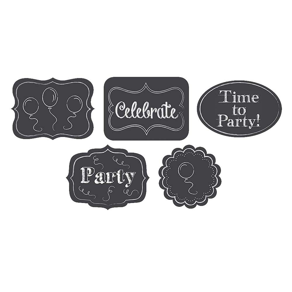 Party Zone - Chalkboard Assorted Cutouts Pack of 5 - Black