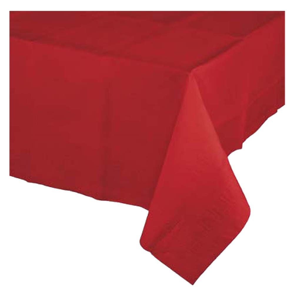 Party Zone - Plastic Lined Table Cover - Classic Red