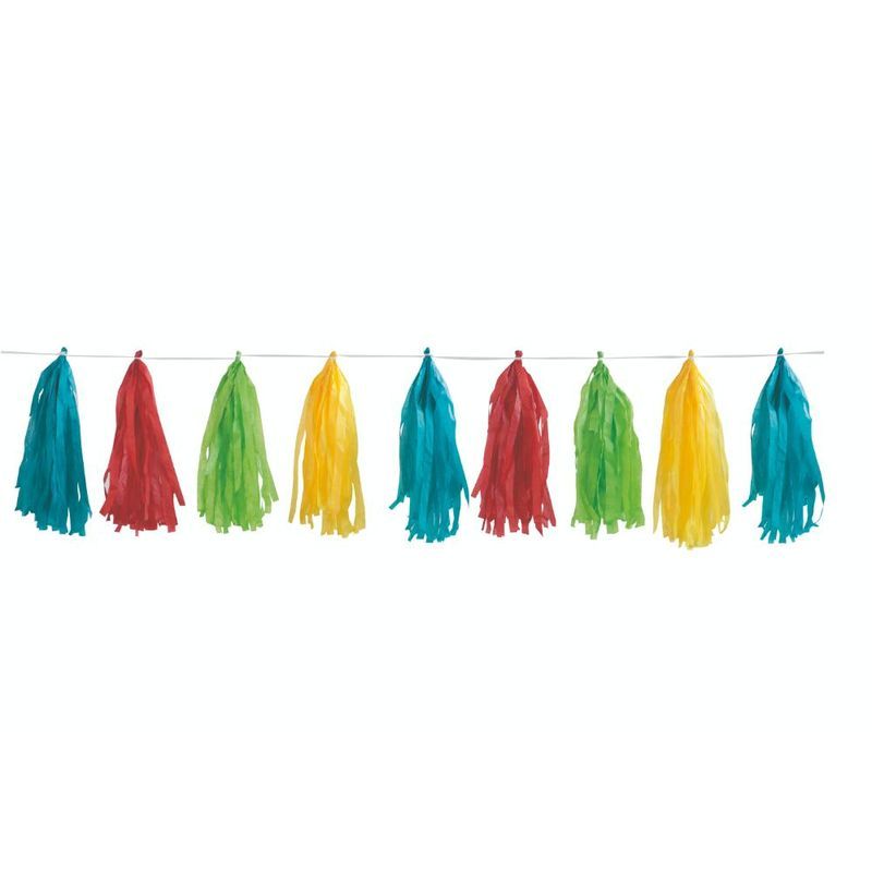 Unique - Rainbow Tissue Paper Tassel Garland 9ft