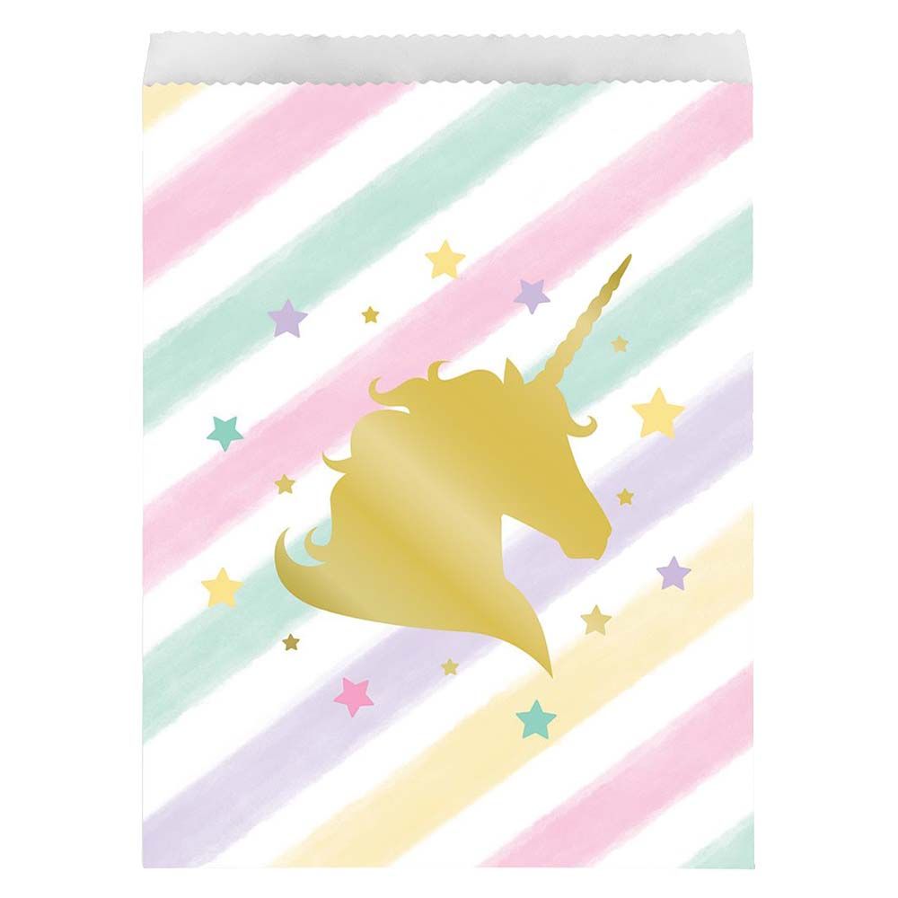 Party Zone - Unicorn Sparkle Paper Treat Bag Large Foil Stamp 10pcs