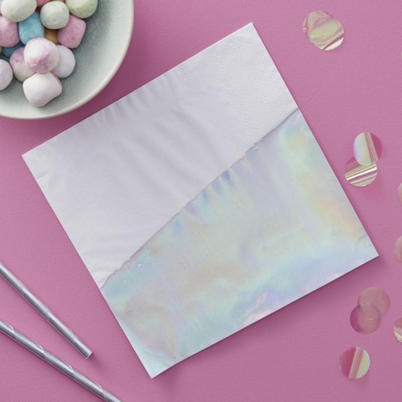 Ginger Ray Iridescent Party Paper Napkin Iridescent 16pcs