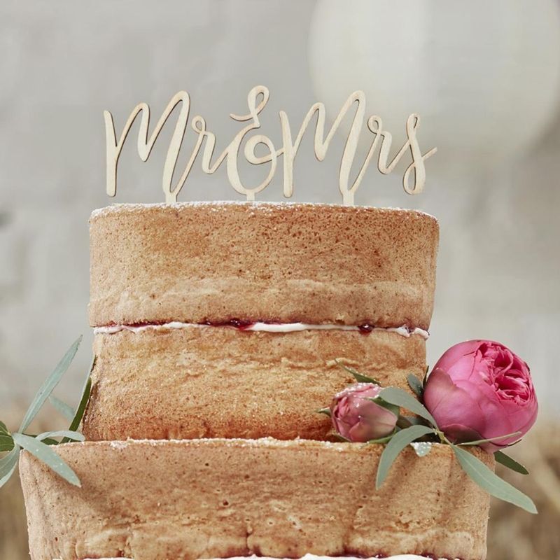 Ginger Ray - Boho Cake Topper Wooden Mr And Mrs