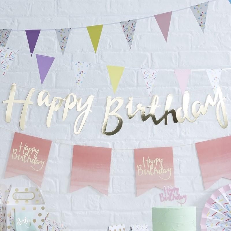 Ginger Ray Pick And Mix Happy Birthday Foiled Backdrop 1.5m