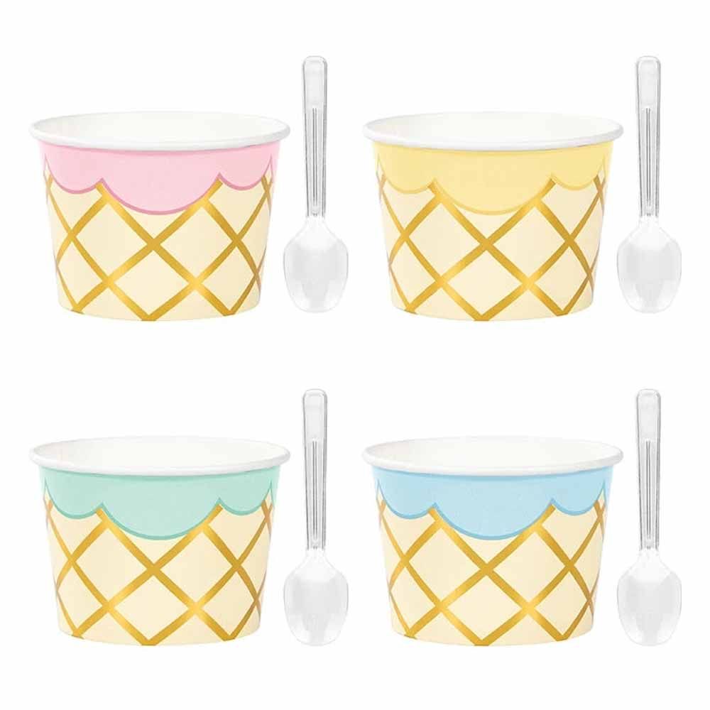 Creative Converting - Ice Cream Decor Foil Cups W/Spoon Pack of 8