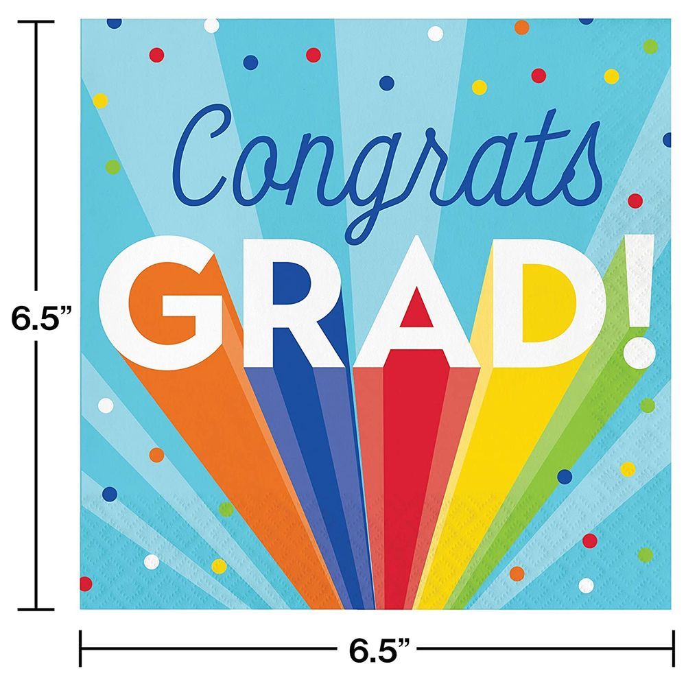 Creative Converting - Rainbow Grad Luncheon Napkin - Pack of 16