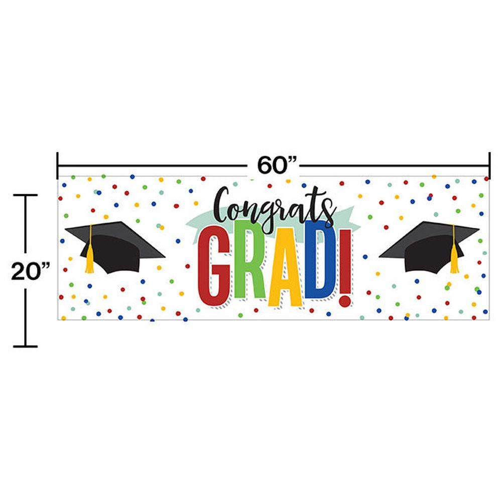 Creative Converting - Colorful Grad Shaped Banner W/Ribbon