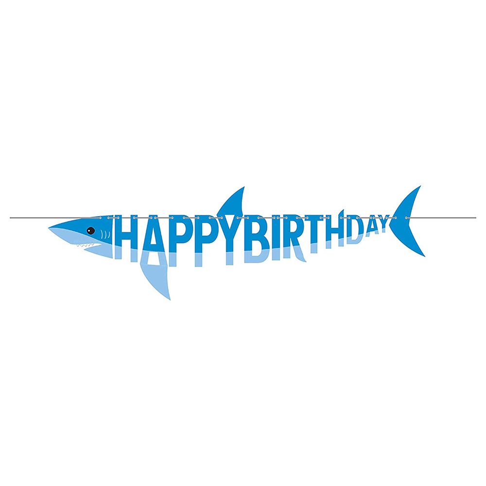 Creative Converting - Shark Party Shaped Banner W/ Ribbon