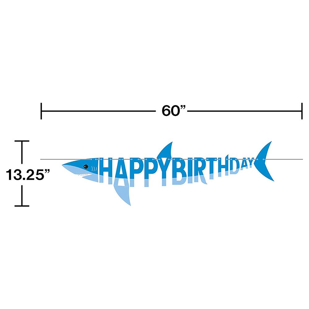 Creative Converting - Shark Party Shaped Banner W/ Ribbon