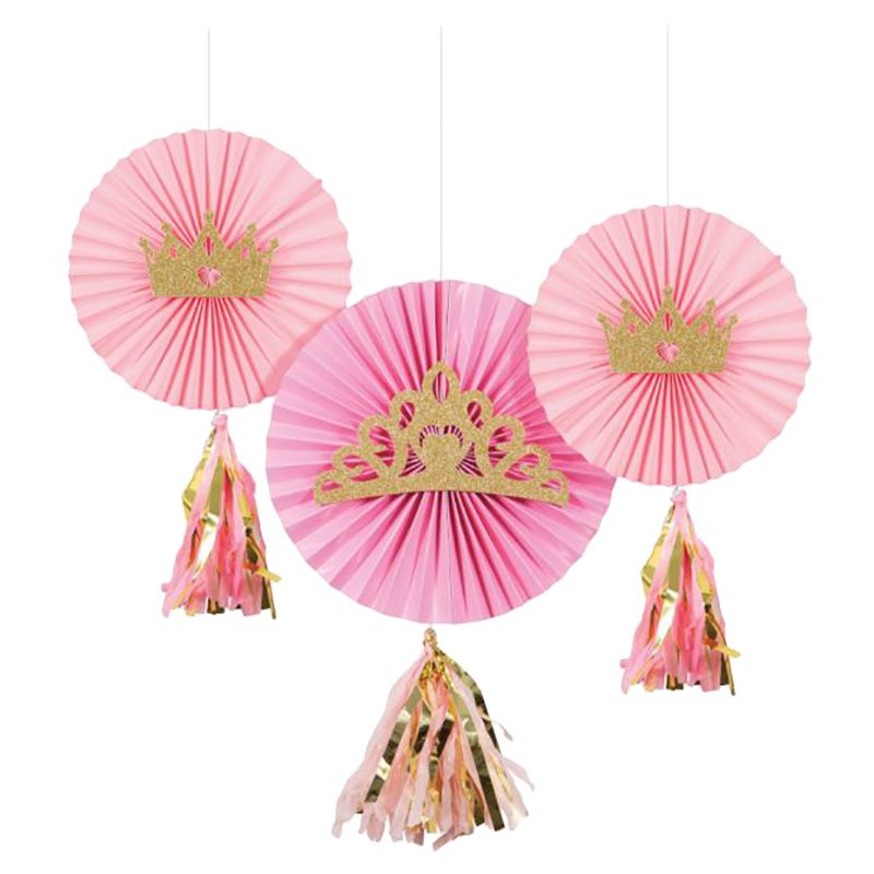 Creative Converting - Princess Paper Fans W/ Tassels 3Pcs