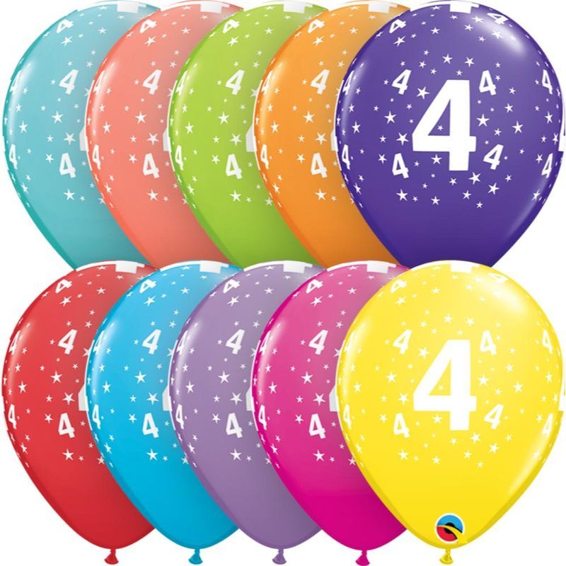 Qualatex Age 4 11in Tropical Assortment Latex Balloon 6pcs