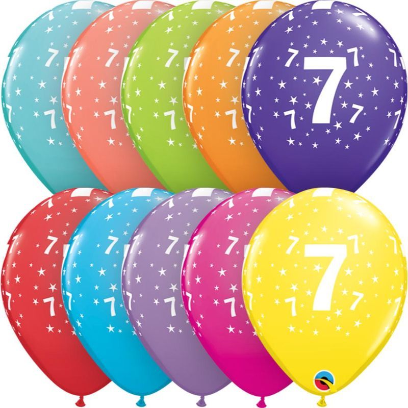 Qualatex Age 7 11in Tropical Assortment Latex Balloon 6pcs