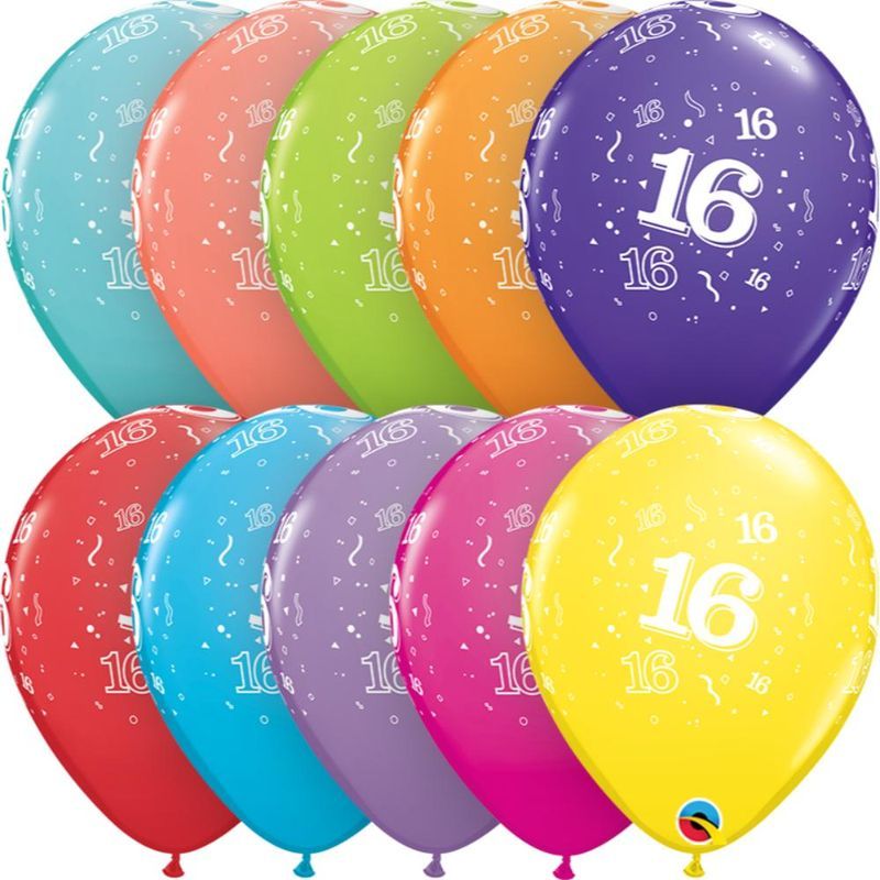 Qualatex Age 16 11in Tropical Assortment Latex Balloon 6pcs