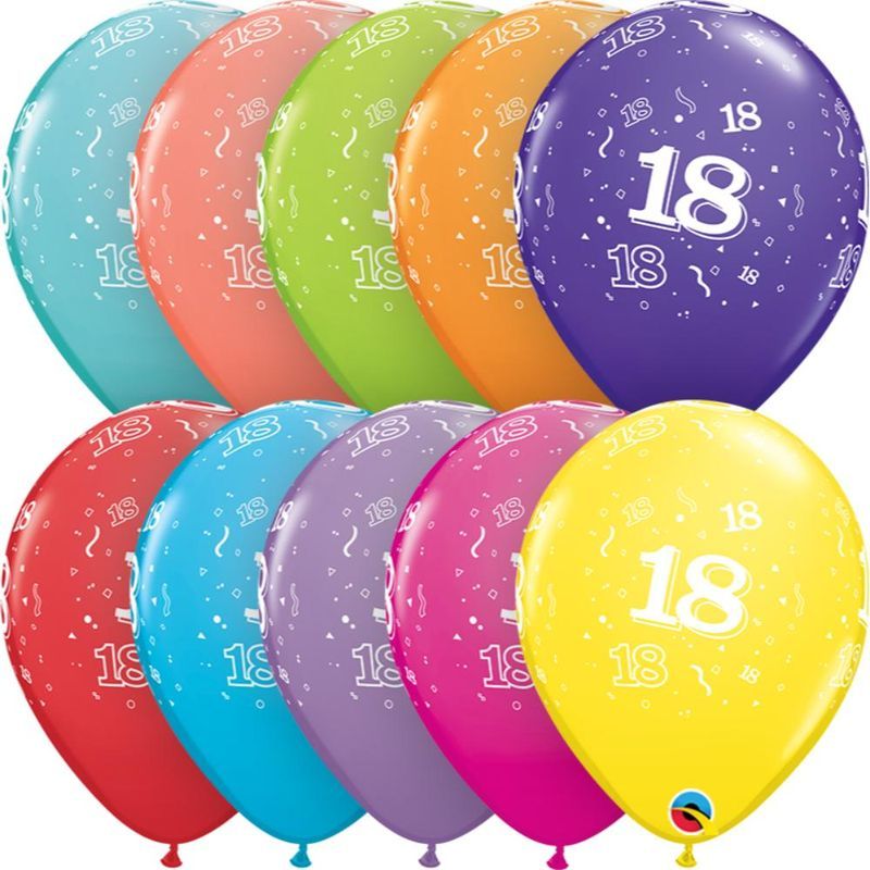 Qualatex Age 18 11in Tropical Assortment Latex Balloon 6pcs