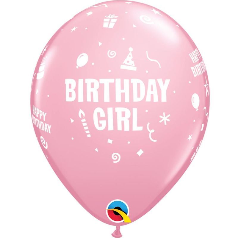 Qualatex - Birthday Girl 11in Pink Latex Balloon 6pcs