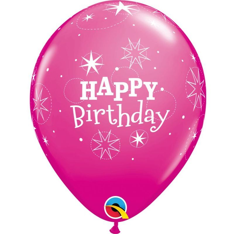 Qualatex Birthday Sparkle 11in Wild Berry Latex Balloon 6pcs