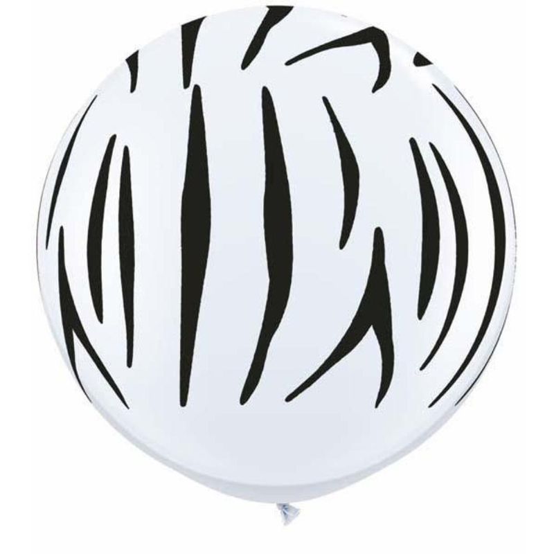 Qualatex - 3Ft Zebra Stripes-A-Round Balloon White 2pcs