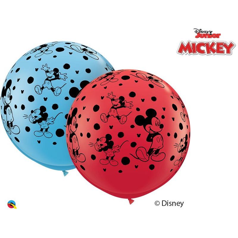 Qualatex 3Ft Red& Blue Mickey Mouse Round Balloon 02pcs