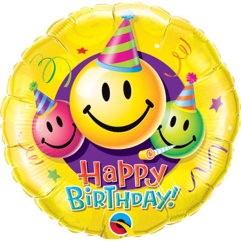 Qualatex - Birthday Smiley Faces 18" Foil balloon