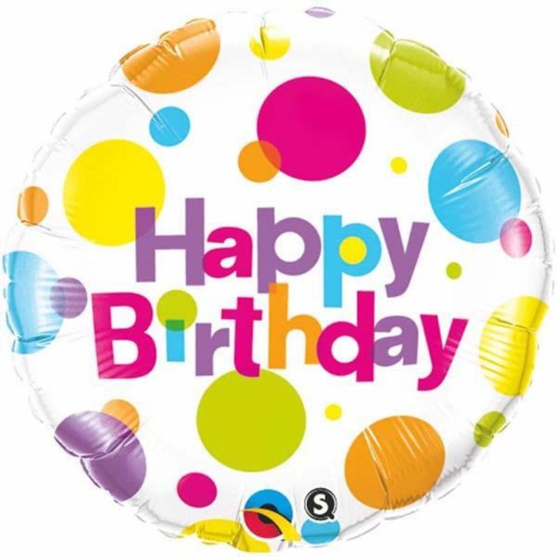 Qualatex - Birthday Big Polka Dots 18in Foil Balloons