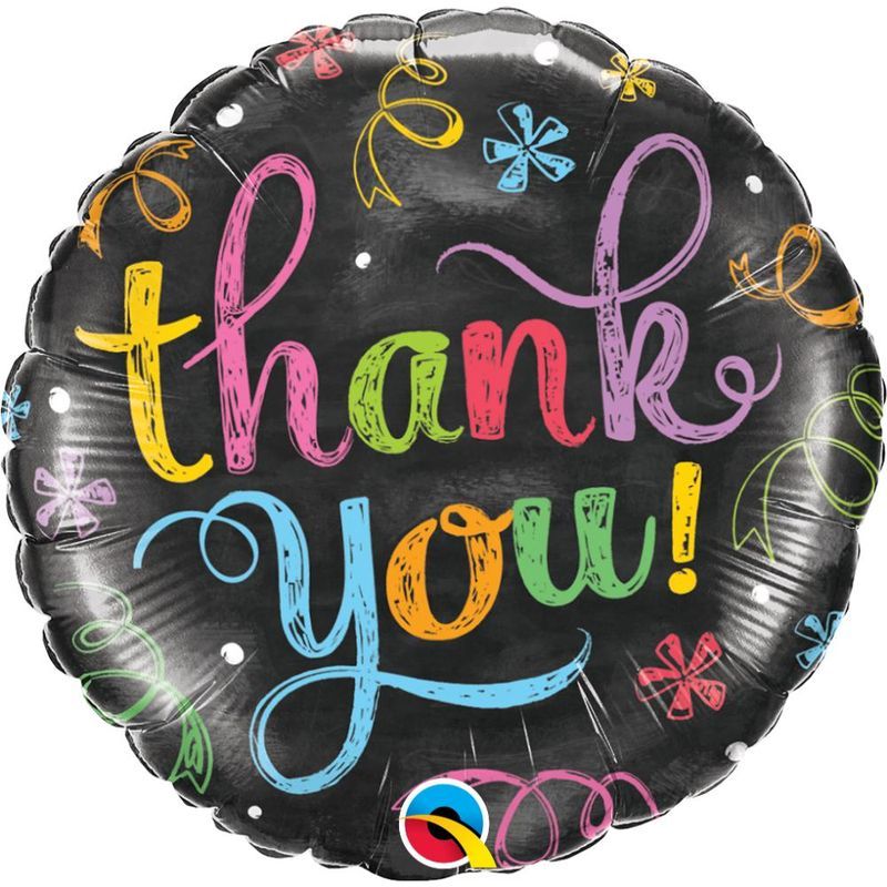 Qualatex - Thank You Chalkboard 18in Round Foil Balloon 1pcs