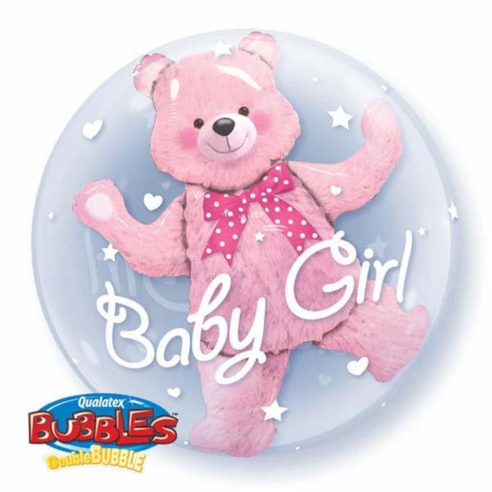 Qualatex - 24'' Baby Pink Bear Double Bubble