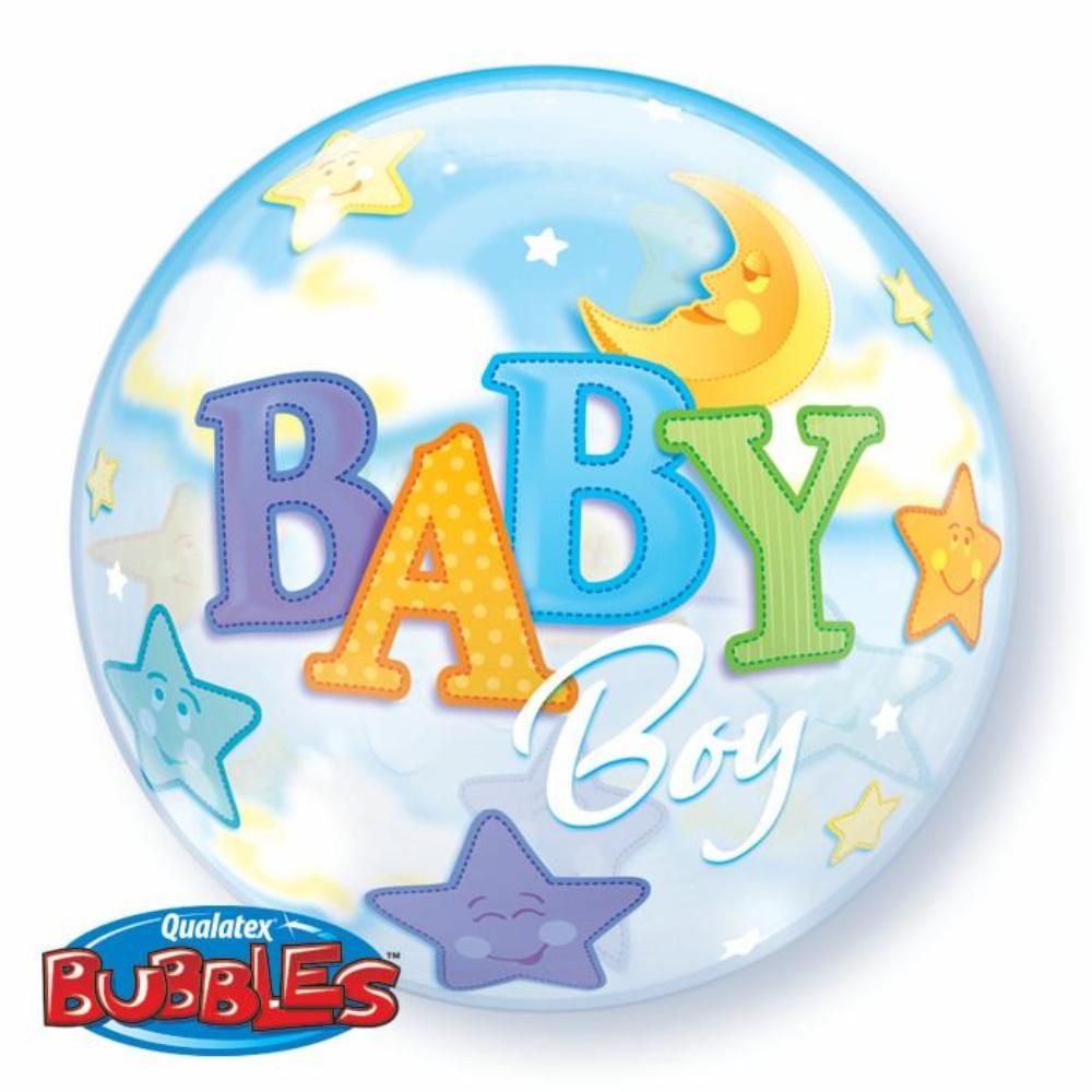 Qualatex - Baby Boy Moon & Stars Single Bubble 22''