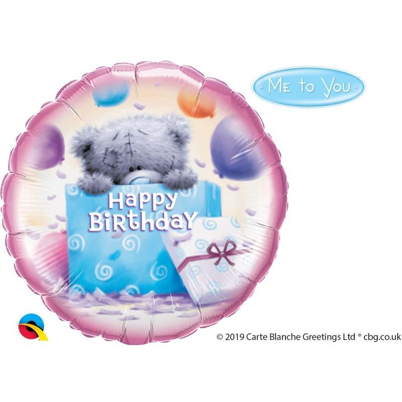 Qualatex Tatty Teddy Bday Present 18in Round Foil Balloon 1pcs