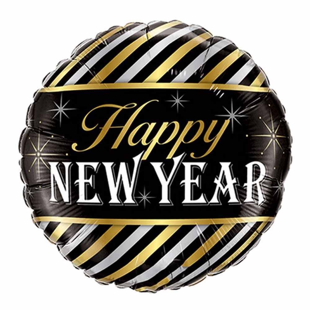 Qualatex - New Year Diagonal Stripes Foil Balloon 18 Inch- Black