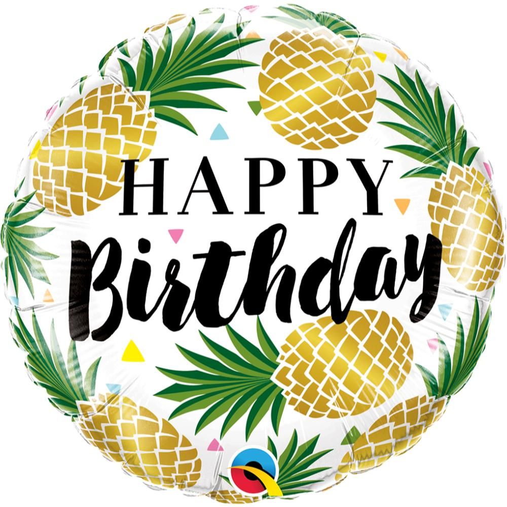 Qualatex - 18" Round Birthday Golden Pineapples