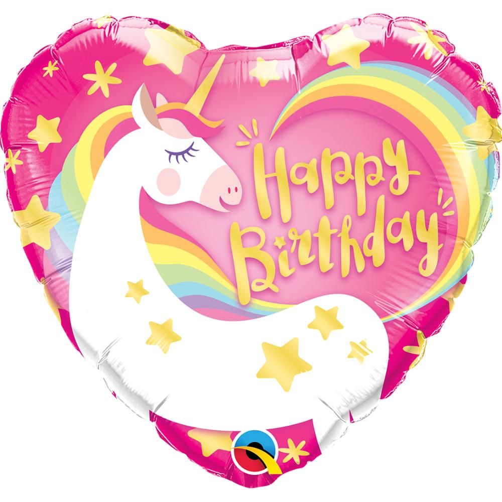 Qualatex - 18" Heart Birthday Magical Unicorn