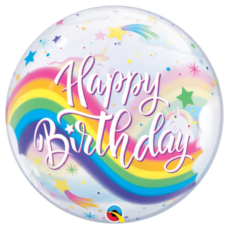 Qualatex - 22" Single Bubble Birthday Rainbow Unicorns