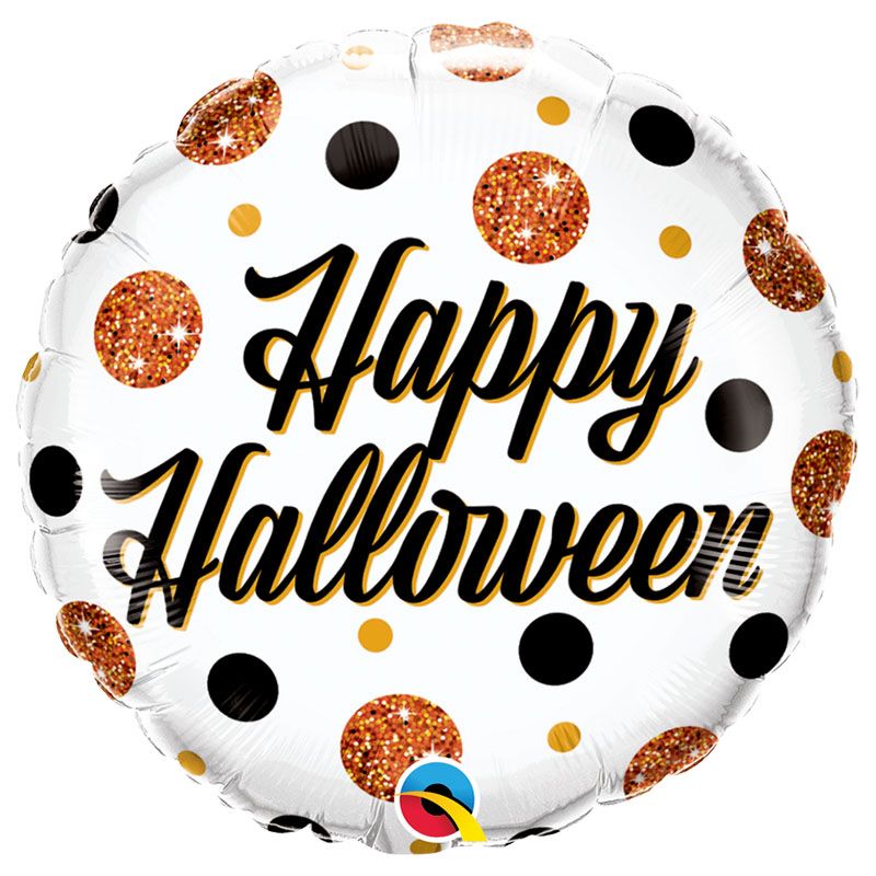 Qualatex - Happy Halloween Sparkly Dots Foil Balloon - 18-Inch