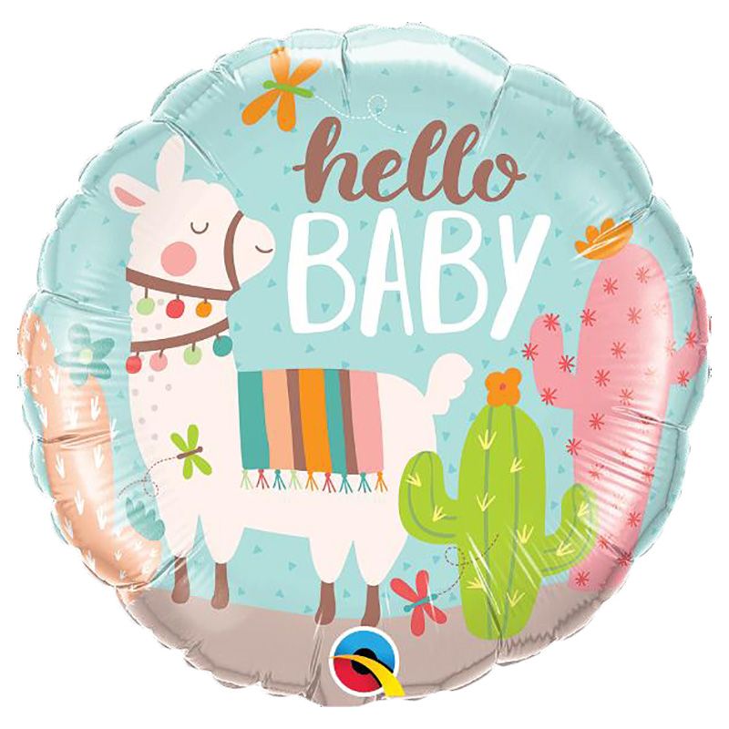 Qualatex - 18" Round Hello Baby Llama Foil Balloon