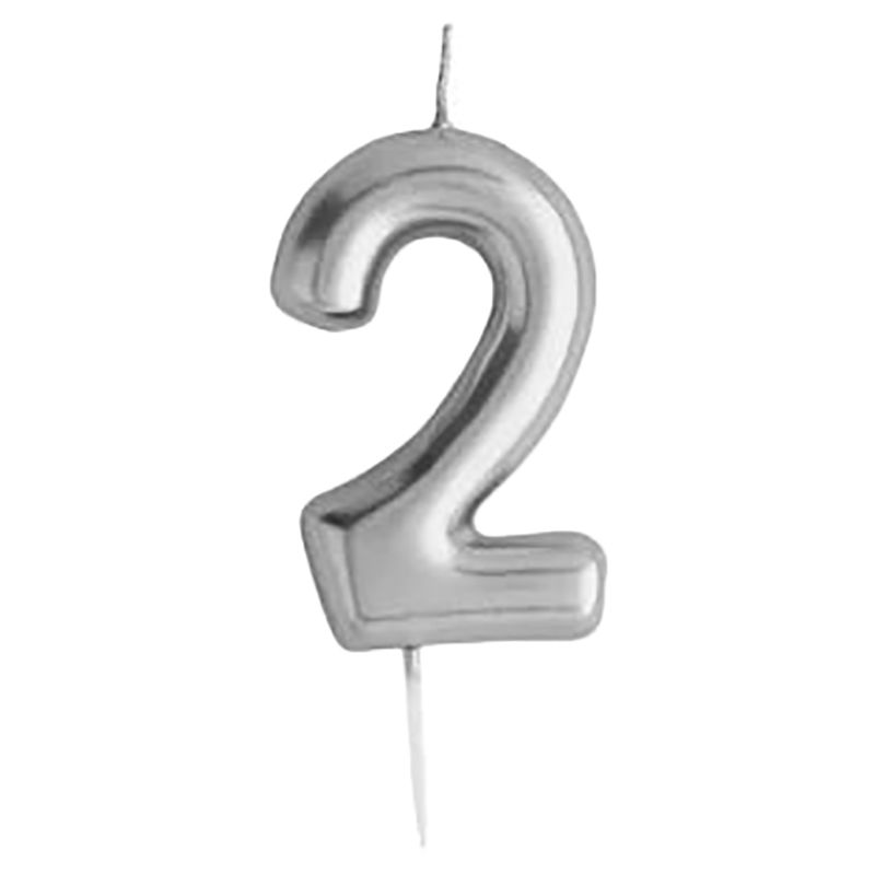 Hootyballoo - Number '2' Candle - Silver