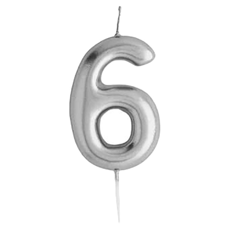 Hootyballoo - Number '6' Candle - Silver