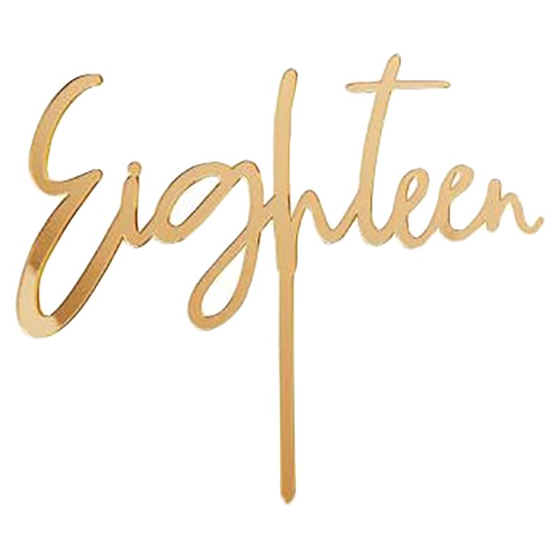 Hootyballoo - 'Eighteen' Acrylic Cake Topper - Gold