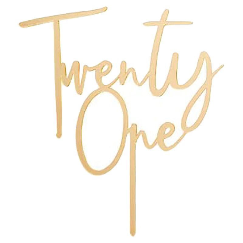 Hootyballoo - 'Twenty One' Acrylic Cake Topper - Gold