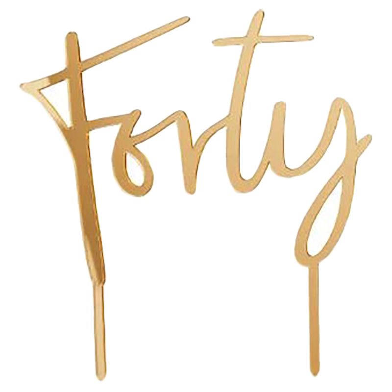 Hootyballoo - 'Forty' Acrylic Cake Topper - Gold